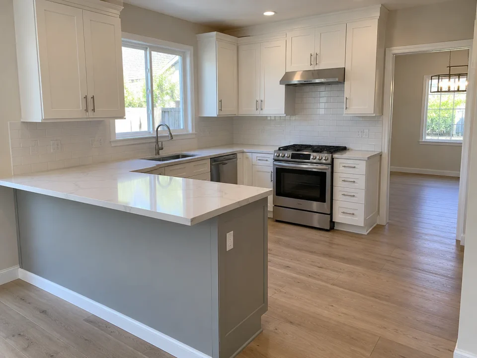 Finished kitchen repairs and reconstruction by Westpeak Construction in Orange County